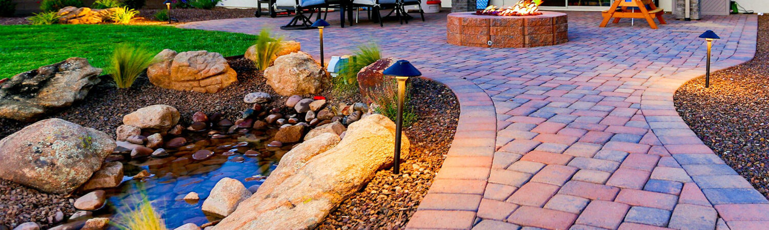 A river or pond along your patio walkway will enhance any yard.